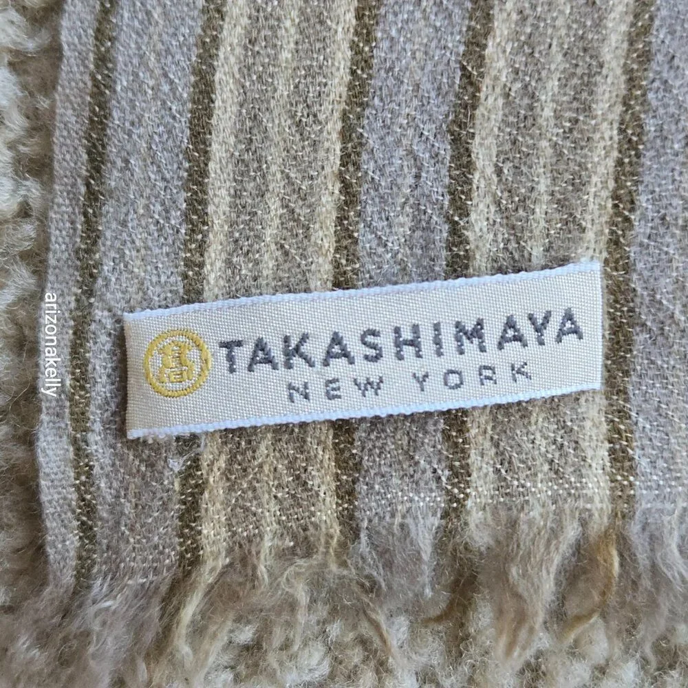 Takashimaya Cashmere Stripe Oblong Scarf